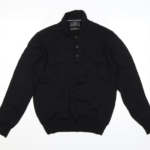 Marks and Spencer Men's Black Merino Henley Jumper M Tailored Fit