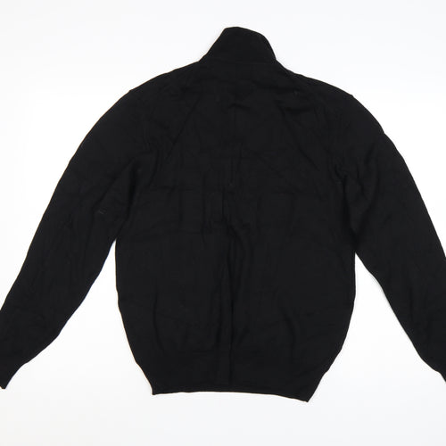 Marks and Spencer Men's Black Merino Henley Jumper M Tailored Fit