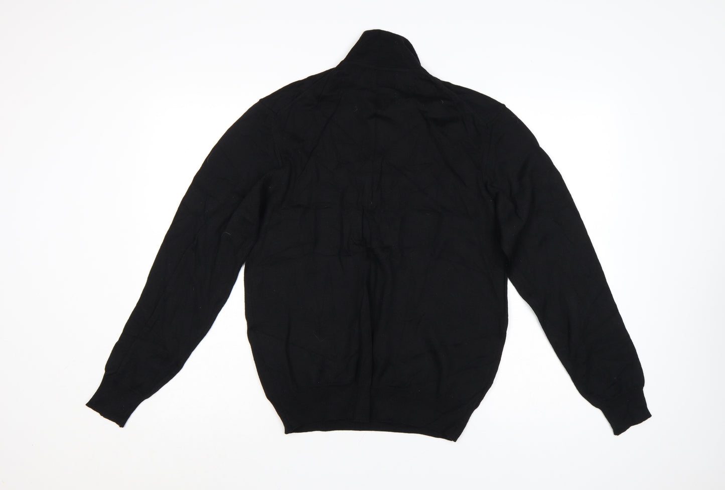 Marks and Spencer Men's Black Merino Henley Jumper M Tailored Fit
