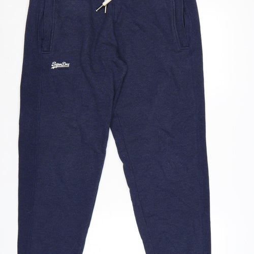 Superdry Men's Blue Joggers XL Fleece Lined Elastic Waist Trousers