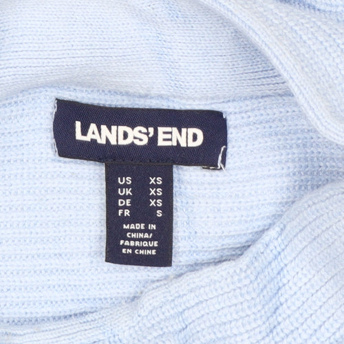 Lands' End Women’s Blue Mock Neck Knit Pullover Jumper Size XS