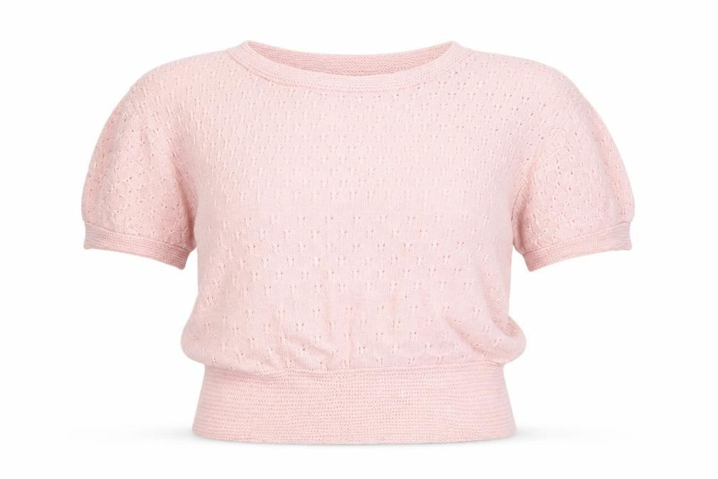Dorothy Perkins Women's Pink Open-Knit Short Sleeve Jumper Size 16
