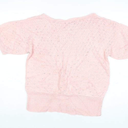 Dorothy Perkins Women's Pink Open-Knit Short Sleeve Jumper Size 16