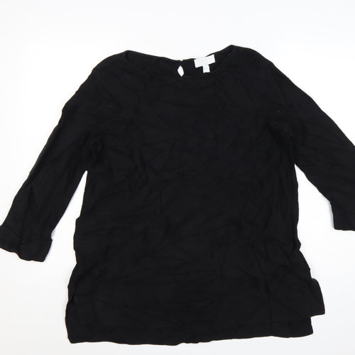The White Company Women's Black Cotton 3/4 Sleeve Pullover Jumper Size 12