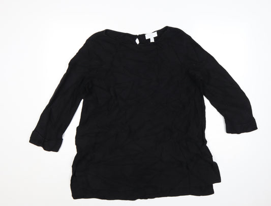 The White Company Women's Black Cotton 3/4 Sleeve Pullover Jumper Size 12