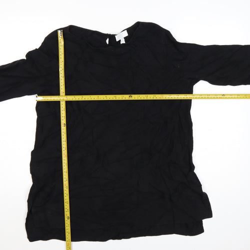 The White Company Women's Black Cotton 3/4 Sleeve Pullover Jumper Size 12