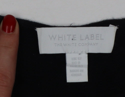 The White Company Women's Black Cotton 3/4 Sleeve Pullover Jumper Size 12