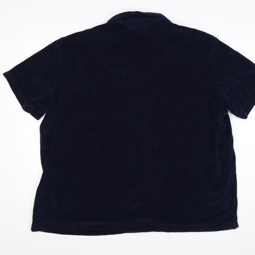 Marks and Spencer Men's Blue 3XL Regular Fit Velvet Button-Up Shirt