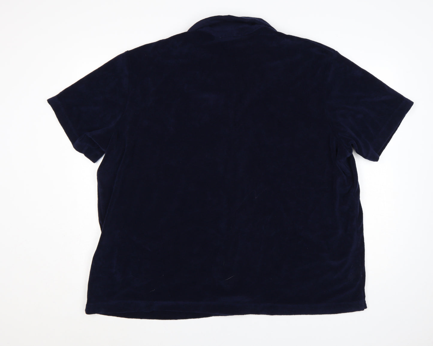 Marks and Spencer Men's Blue 3XL Regular Fit Velvet Button-Up Shirt