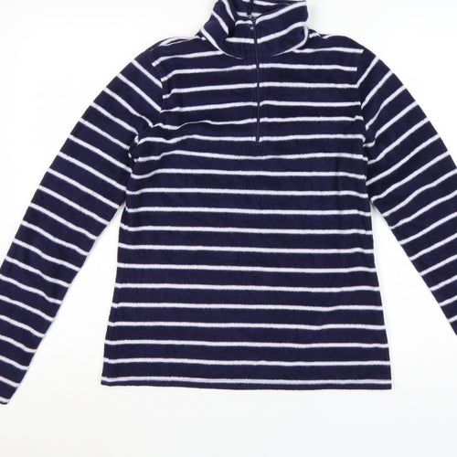 Mountain Warehouse Women Navy Striped Fleece Pullover Sweatshirt M