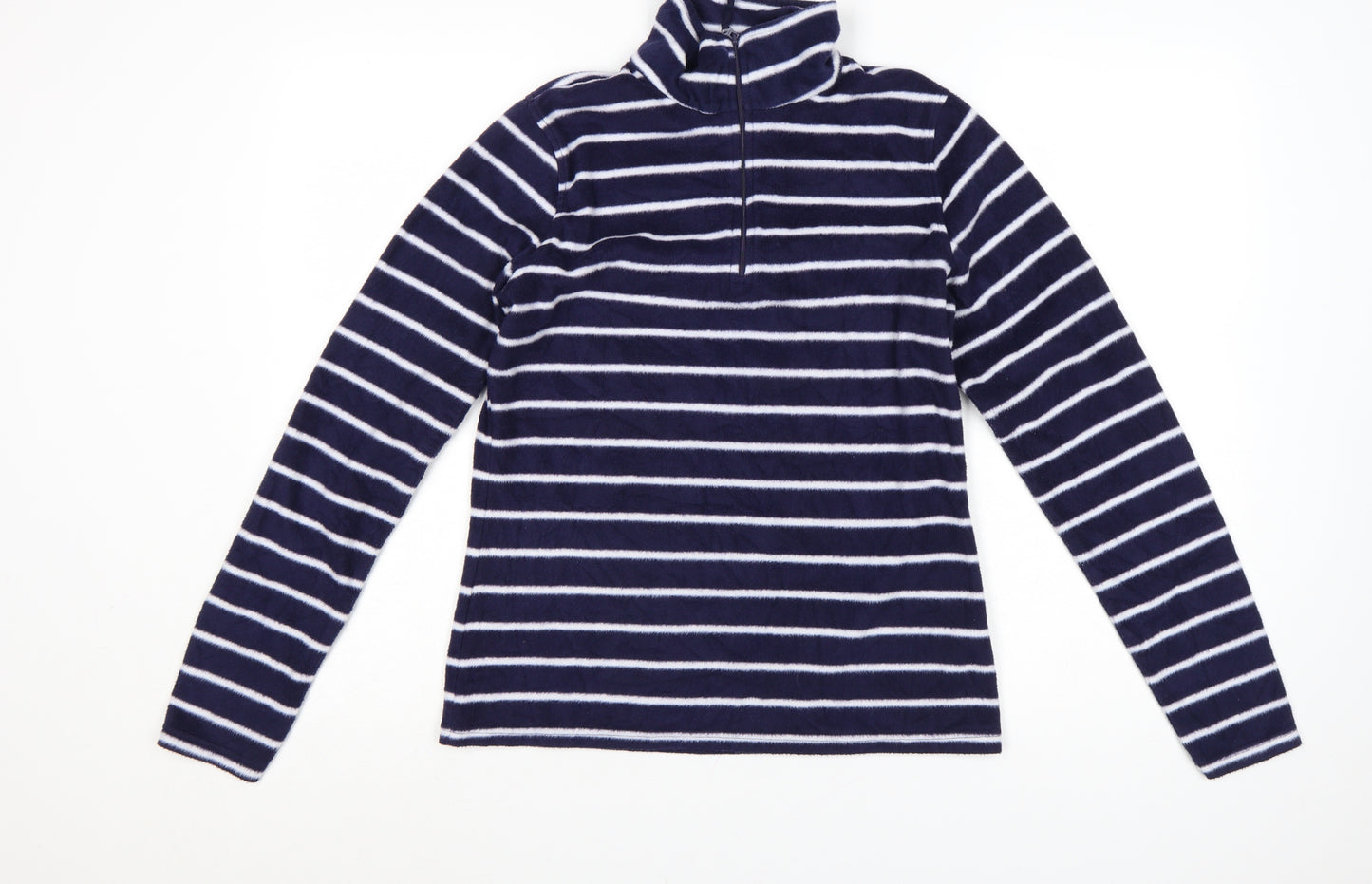 Mountain Warehouse Women Navy Striped Fleece Pullover Sweatshirt M