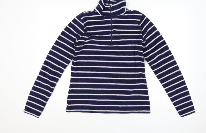 Mountain Warehouse Women Navy Striped Fleece Pullover Sweatshirt M