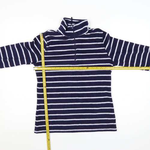 Mountain Warehouse Women Navy Striped Fleece Pullover Sweatshirt M