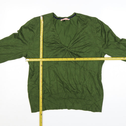 John Lewis Women's Green V-Neck 3/4 Sleeve Pullover Jumper Size 18