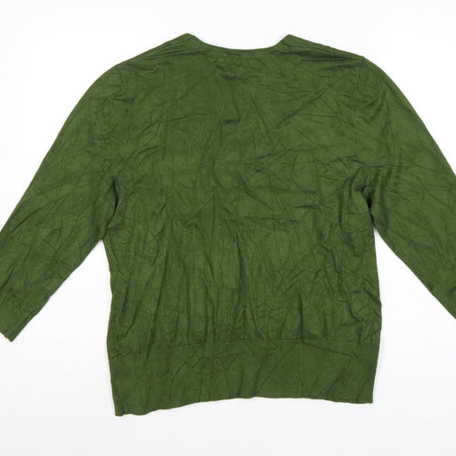 John Lewis Women's Green V-Neck 3/4 Sleeve Pullover Jumper Size 18