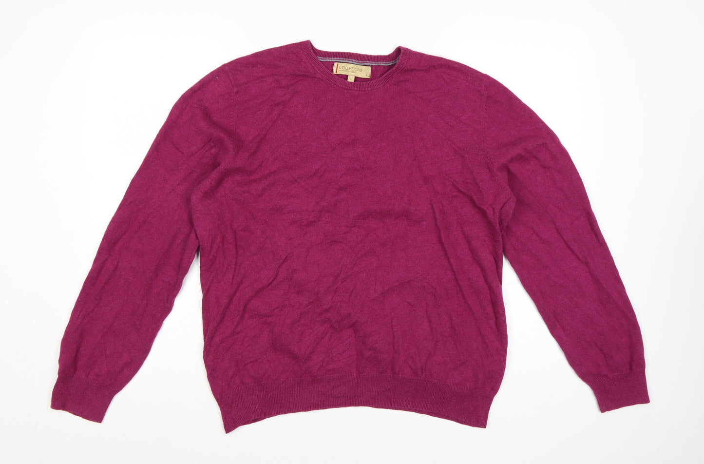 Marks and Spencer Men's Pink Wool Cashmere Crew Neck Jumper L
