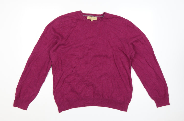Marks and Spencer Men's Pink Wool Cashmere Crew Neck Jumper L