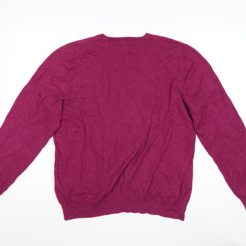 Marks and Spencer Men's Pink Wool Cashmere Crew Neck Jumper L