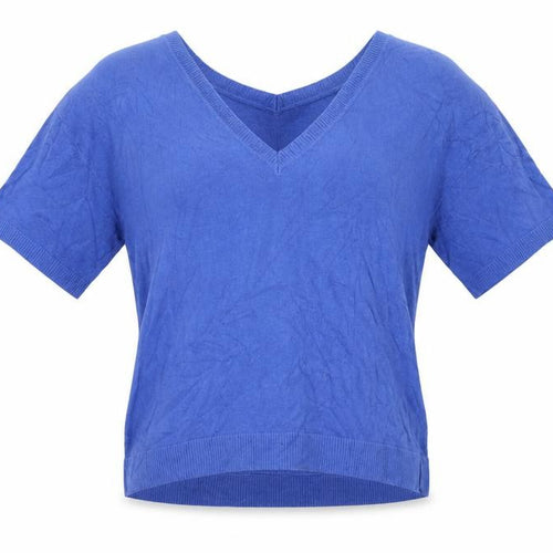 NEXT Women Blue Cotton V-Neck Short Sleeve Lightweight Jumper M
