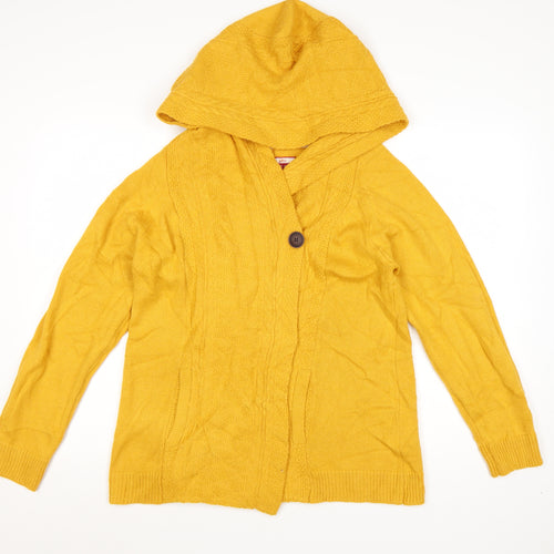 Joe Browns Women's Yellow Hooded Cardigan UK 16 Acrylic Wool Knit
