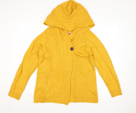 Joe Browns Women's Yellow Hooded Cardigan UK 16 Acrylic Wool Knit