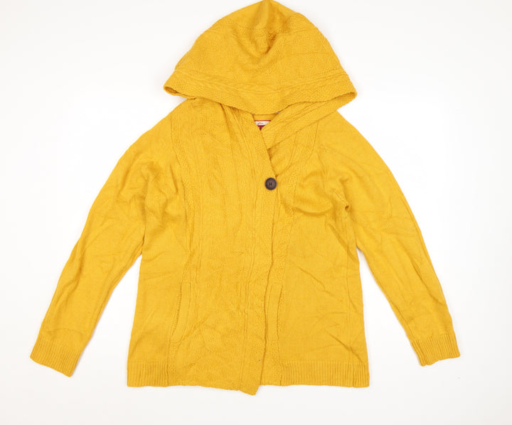 Joe Browns Women's Yellow Hooded Cardigan UK 16 Acrylic Wool Knit
