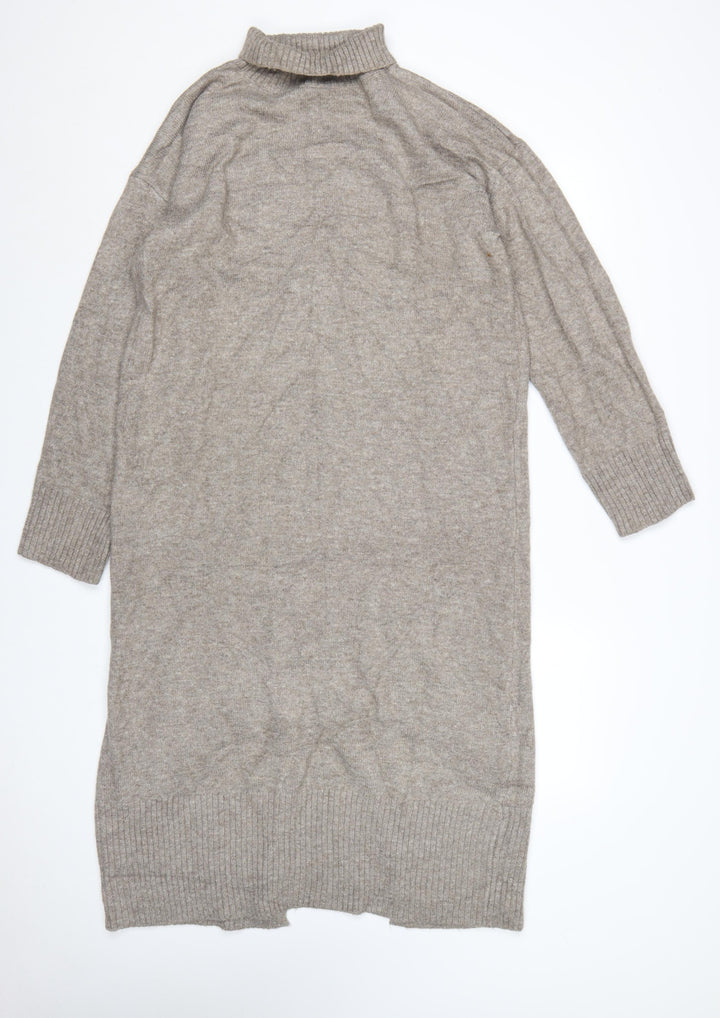 New Look Women Beige Knit Roll Neck Jumper Dress Size M