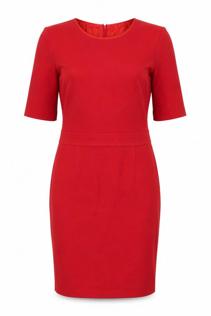 Hobbs Women Red Knee Length Wool Blend Sheath Dress Size 12