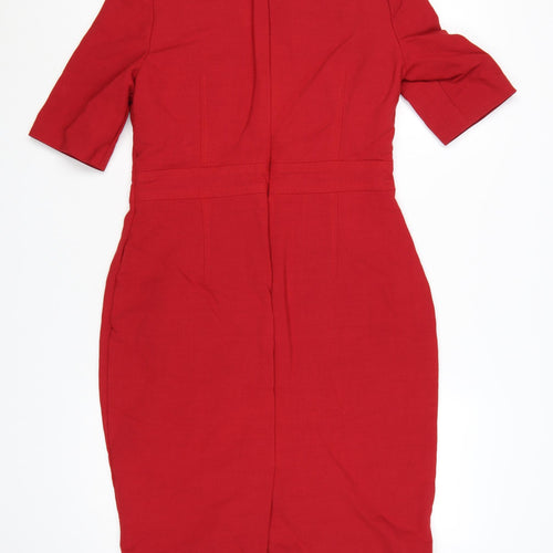 Hobbs Women Red Knee Length Wool Blend Sheath Dress Size 12