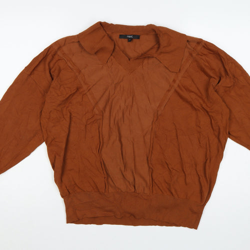 Next Women Brown Collared Knit Pullover Jumper XL