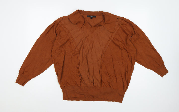 Next Women Brown Collared Knit Pullover Jumper XL