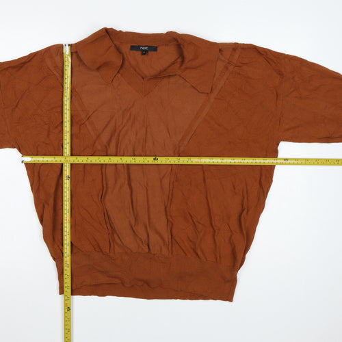 Next Women Brown Collared Knit Pullover Jumper XL