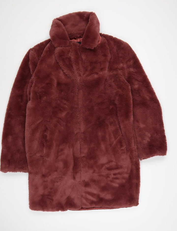 boohooMAN Men's Brown Faux Fur Overcoat Size S Winter Jacket