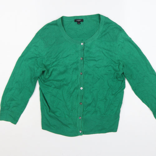 Hobbs Women Green Cotton Button Cardigan Size 12