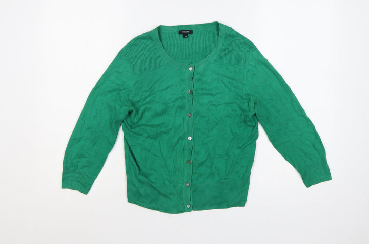 Hobbs Women Green Cotton Button Cardigan Size 12