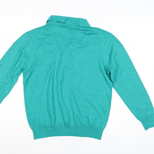 Poppy Womens Green Collared Long Sleeve Wool Blend Jumper Size 12