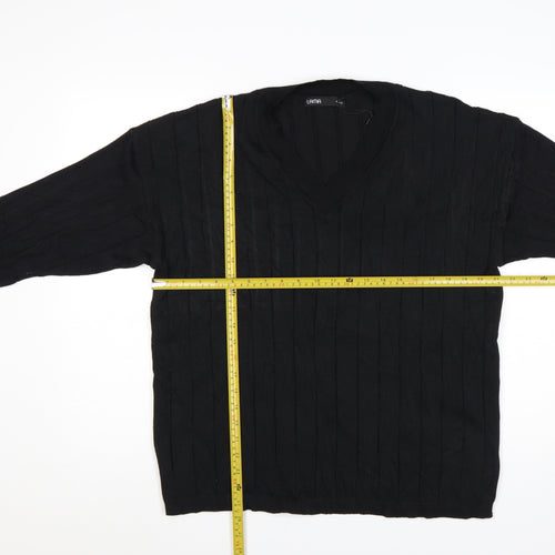 Lama Women's Black Polyester V-Neck Knit Pullover Jumper Size M