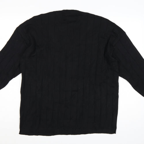 Lama Women's Black Polyester V-Neck Knit Pullover Jumper Size M