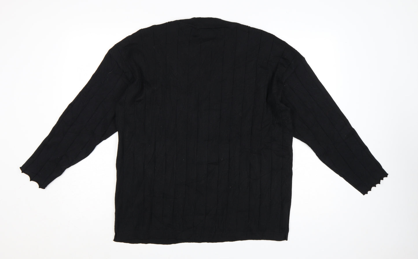 Lama Women's Black Polyester V-Neck Knit Pullover Jumper Size M