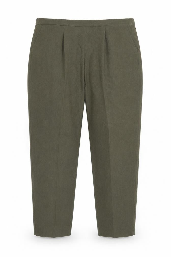 Front view of Classics Women’s Olive Green, size UK 22, Tapered Polyester Trousers