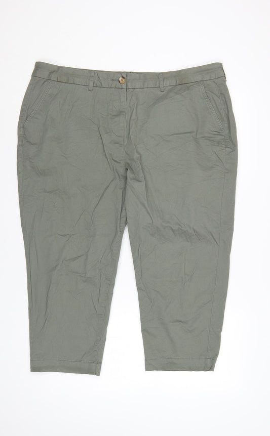 Bonmarché Women’s Green Cotton Capri Trousers Size 20