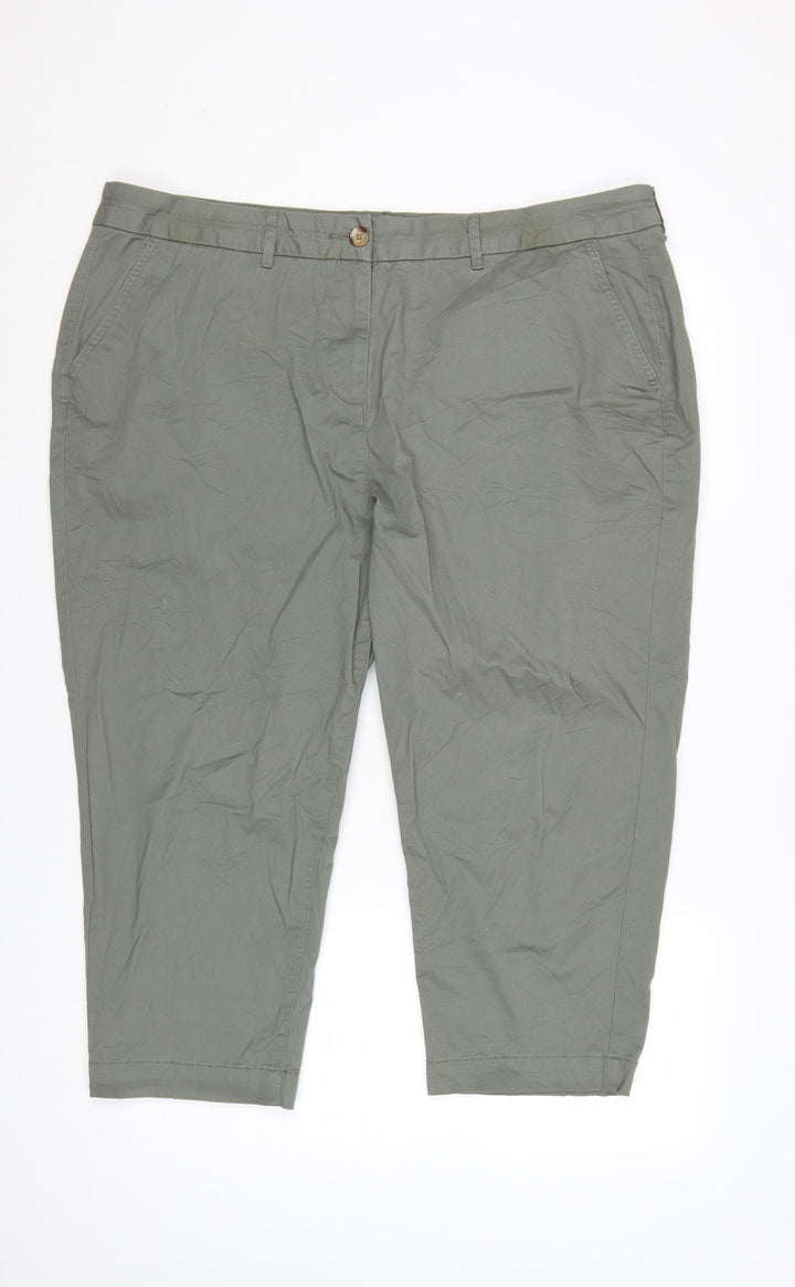 Bonmarché Women’s Green Cotton Capri Trousers Size 20