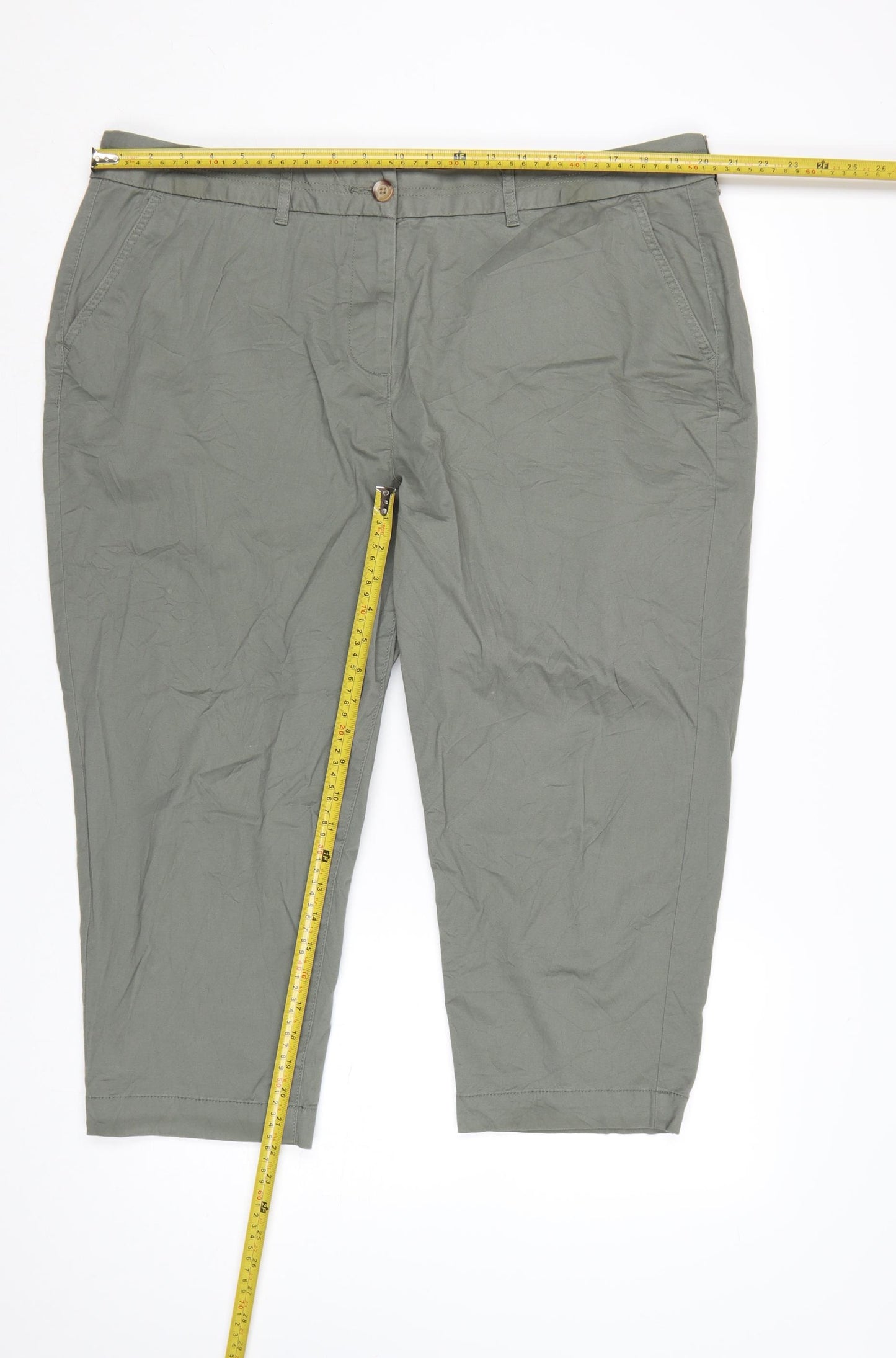 Bonmarché Women’s Green Cotton Capri Trousers Size 20