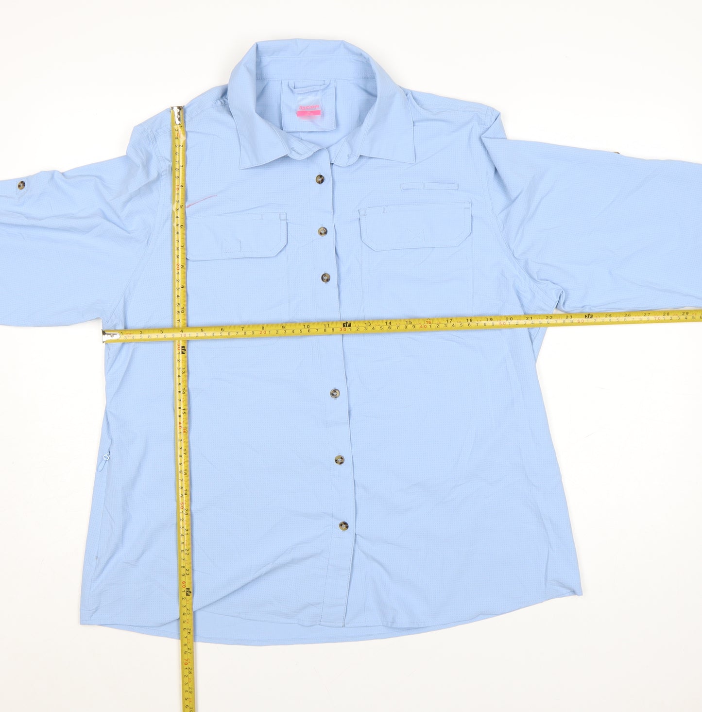 33,000ft Women's Blue Long Sleeve Button-Up Shirt UK 16