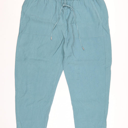 Marks and Spencer Women Blue Cropped Tapered Trousers Size 18