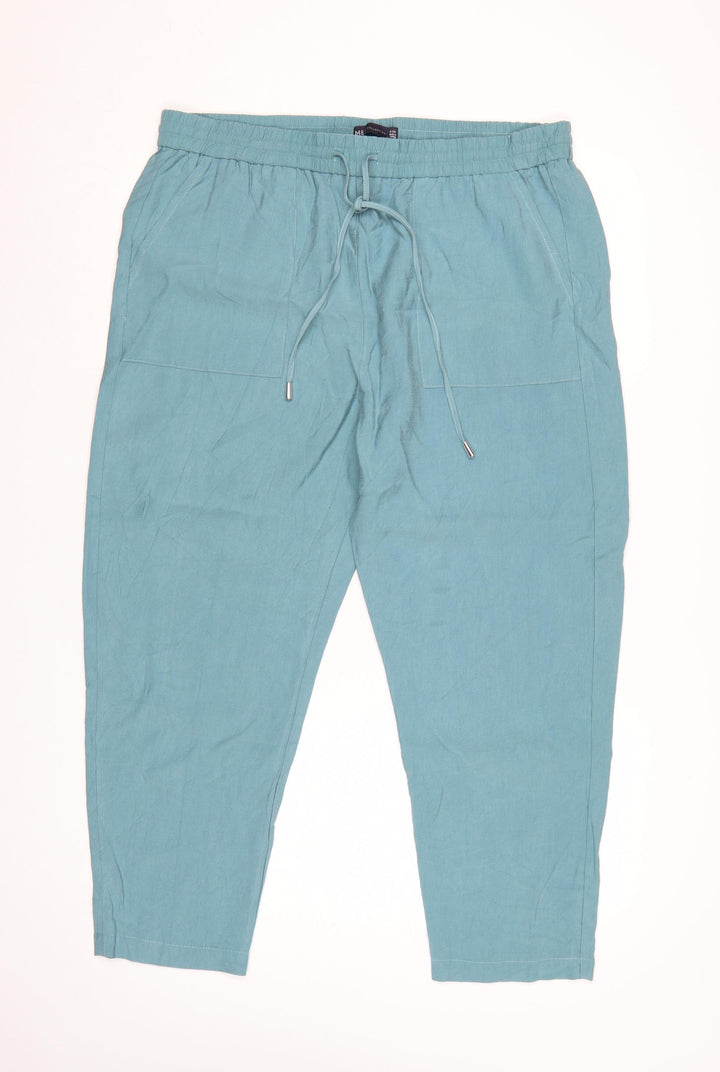 Marks and Spencer Women Blue Cropped Tapered Trousers Size 18