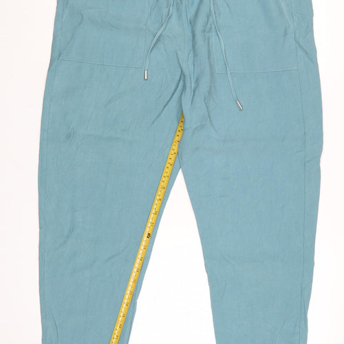 Marks and Spencer Women Blue Cropped Tapered Trousers Size 18