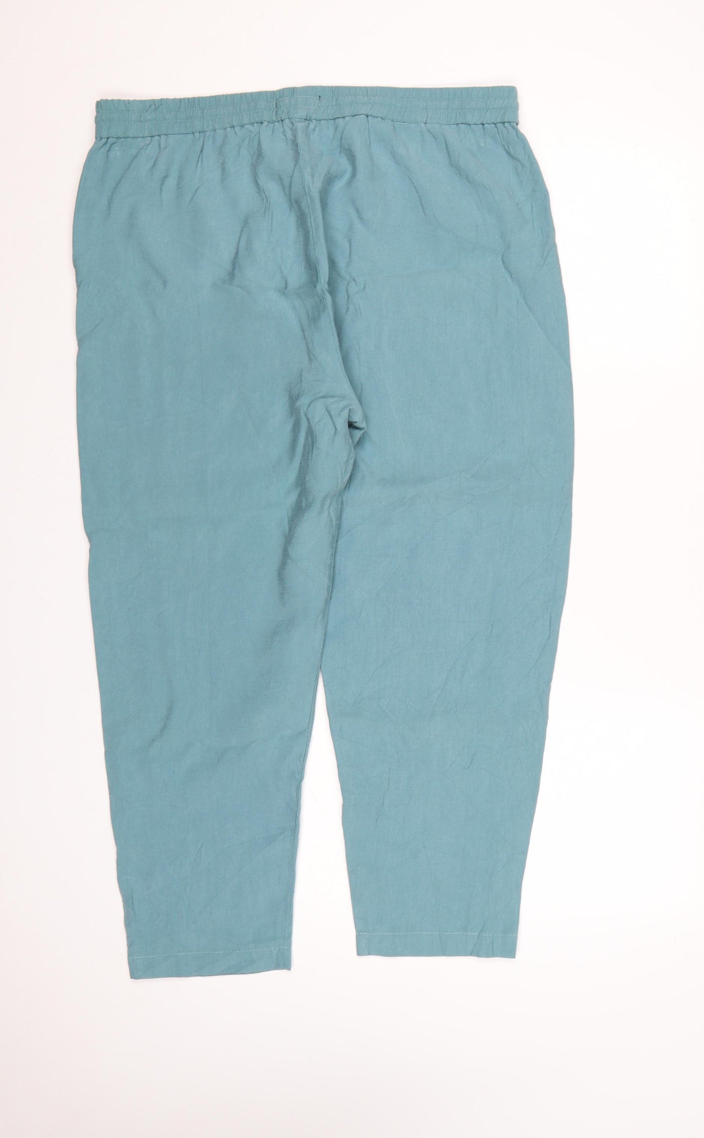 Marks and Spencer Women Blue Cropped Tapered Trousers Size 18