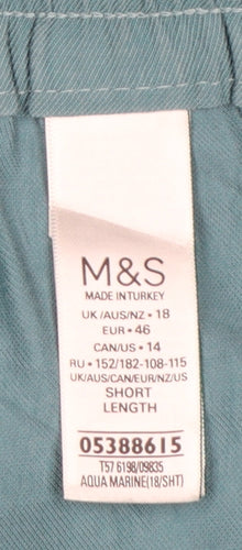 Marks and Spencer Women Blue Cropped Tapered Trousers Size 18