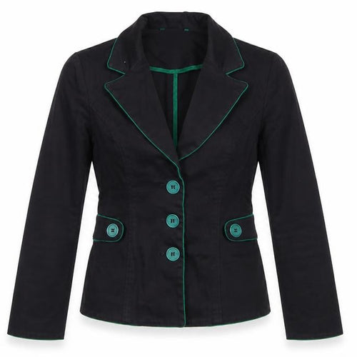 Miss Selfridge Women Black Blazer UK 10 Tailored Cotton Jacket